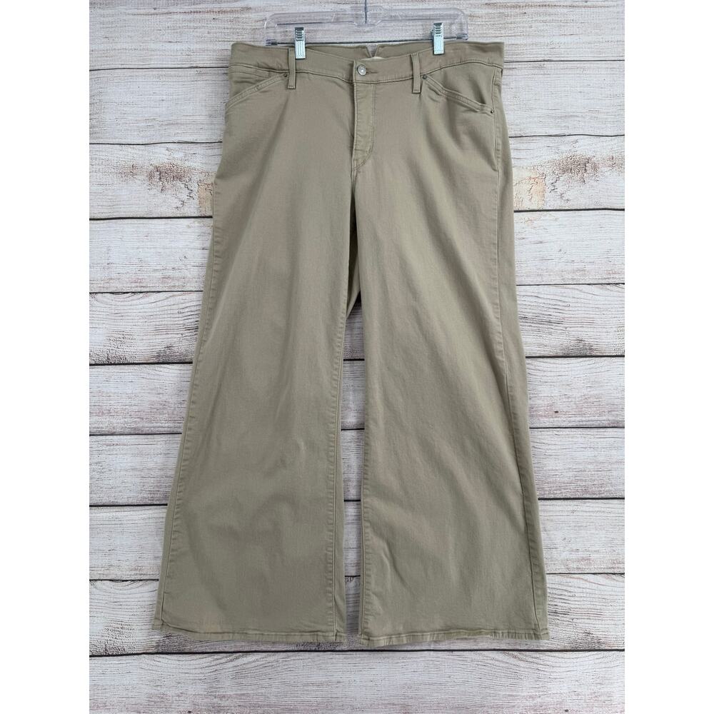 Levi's 318 Shaping Wide Leg Jeans Womens 34 Tan Khaki Split Waist Stretch